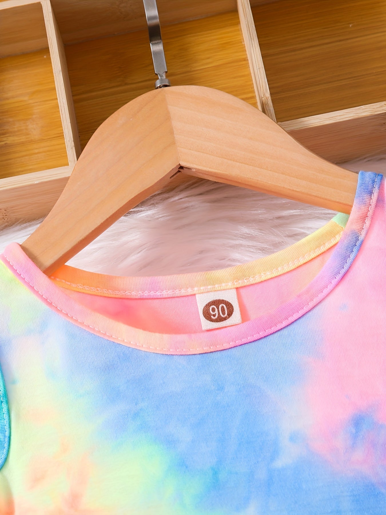 Girls Tie Dye Cold Shoulder Trumpet Sleeve T Shirt Dress