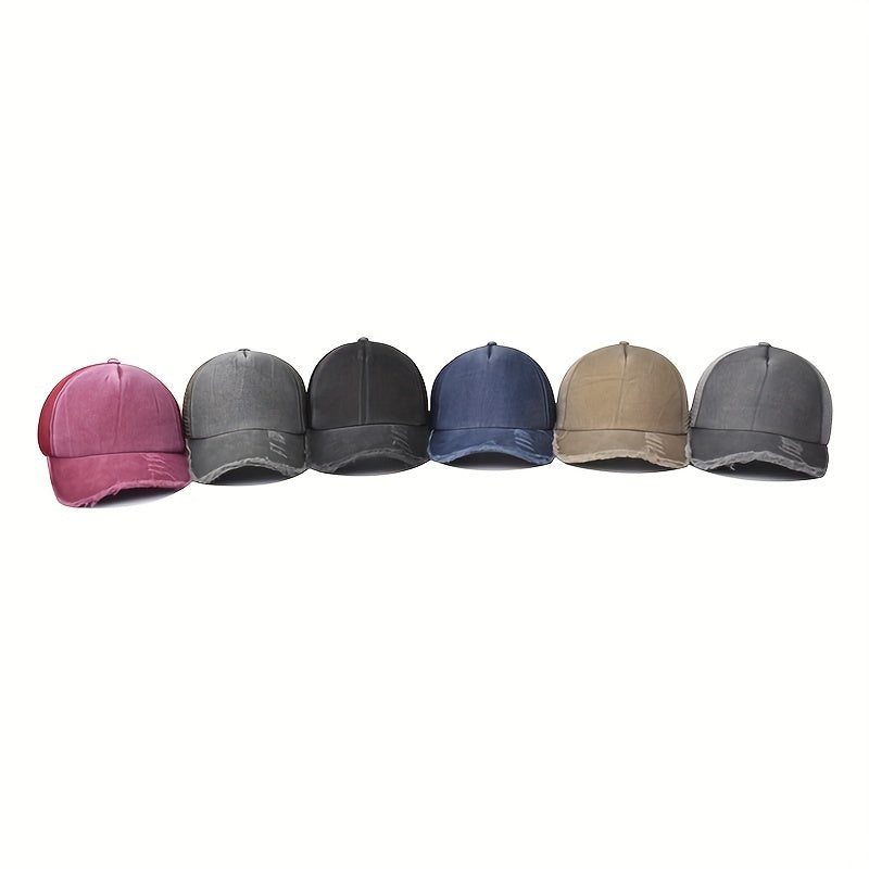 Unisex Ripped Baseball Cap Washed Street Wear Peaked Hat