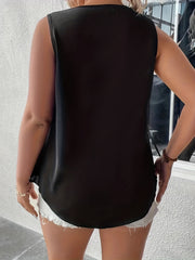 Solid Ruffle Trim V Neck Tank Top