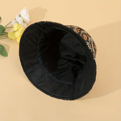 Leopard Print Sequin Casual Bucket Hat