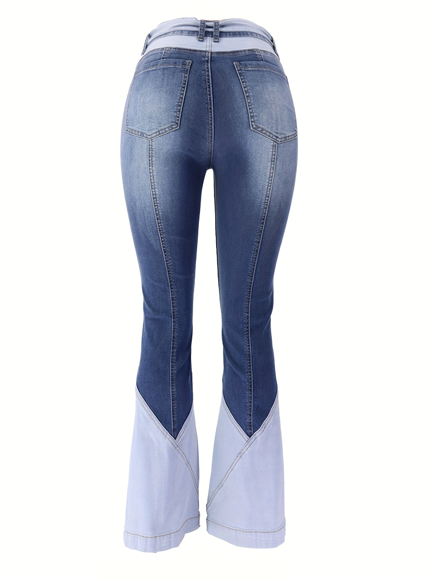 High Waist Flared Denim Jeans with Slash Pockets