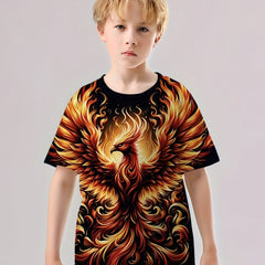 Phoenix 3D Print Boy's Tee Short Sleeve Comfortable Summer Sport