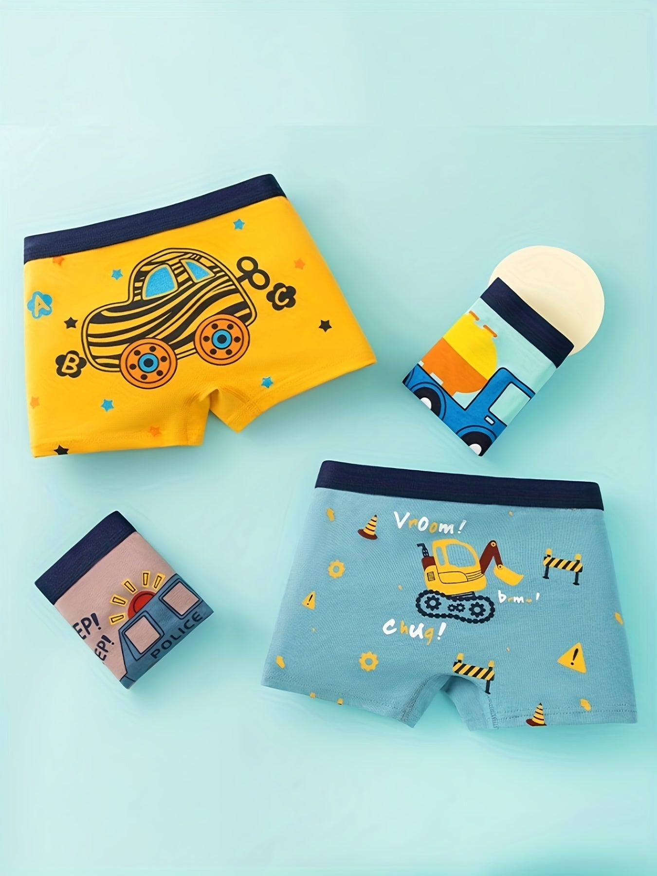 4pcs Boys Cartoon Boxer Briefs Underwear Clothes
