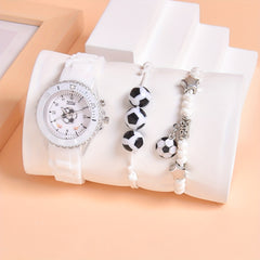3pcs Boys' Sports Quartz Wristwatch Set Football Style Luminous Display