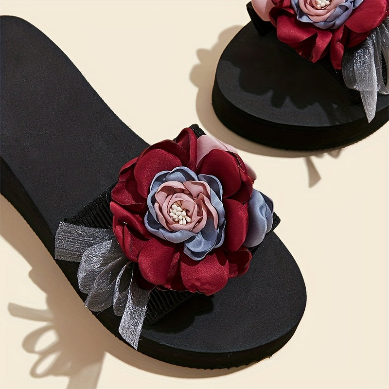 Women's Flower Sandals Slip On Thick Sole Non Slip Slides Shoes