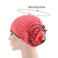 Plate Flower Turban Cap Embroidery Elastic Head Wrap Lightweight