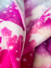 Kid's Unicorn Tie Dye Flannel Bathrobe Soft Coral Fleece Pajama