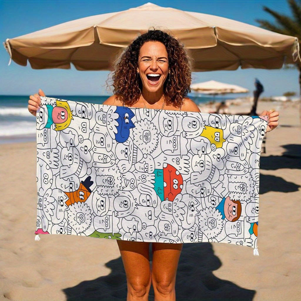 Cartoon People Collection Soft Warm for Sofa Bed Travel Living Room