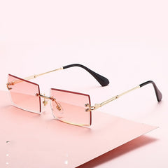 Gradient Square Rimless Sunglasses for Women