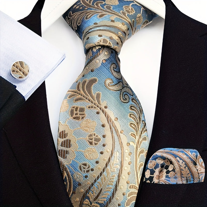 Men's Tie Pocket Square Cufflinks Business Tie Set