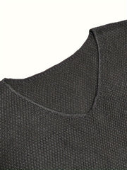 V-Neck Ribbed Sweater Long Sleeve Pullover Jumper