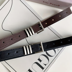 Square Buckle Unisex PU Leather Belt Neutral Style Casual Belt