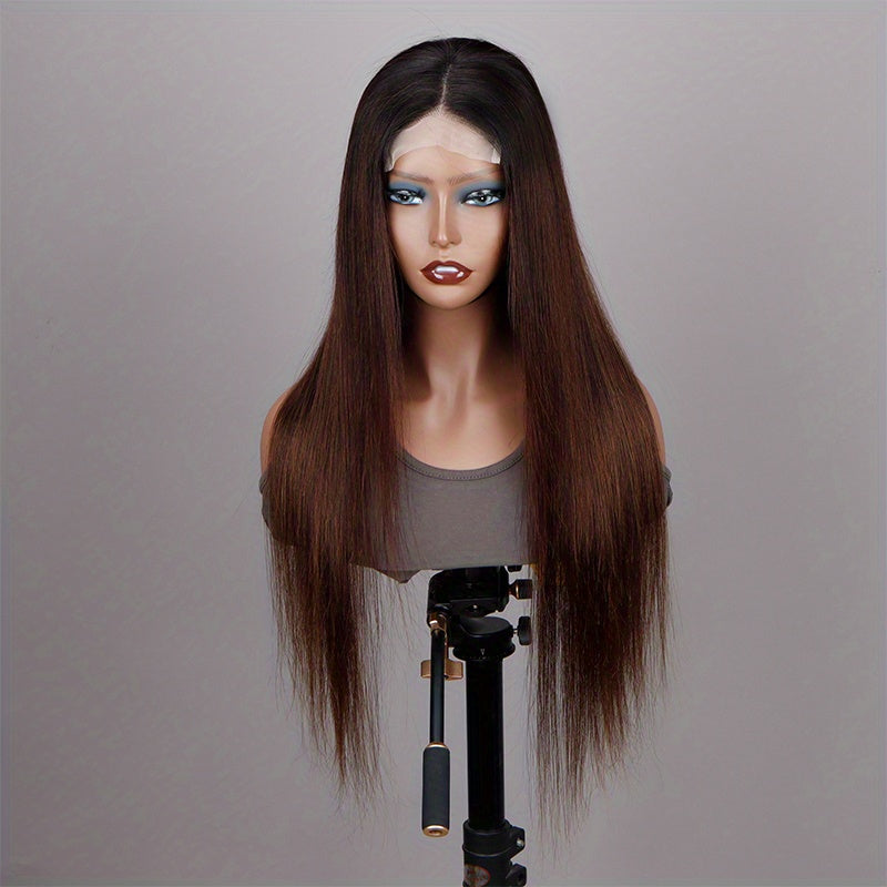 Chocolate Brown Straight 4x4 Lace Frontal Human Hair Wig