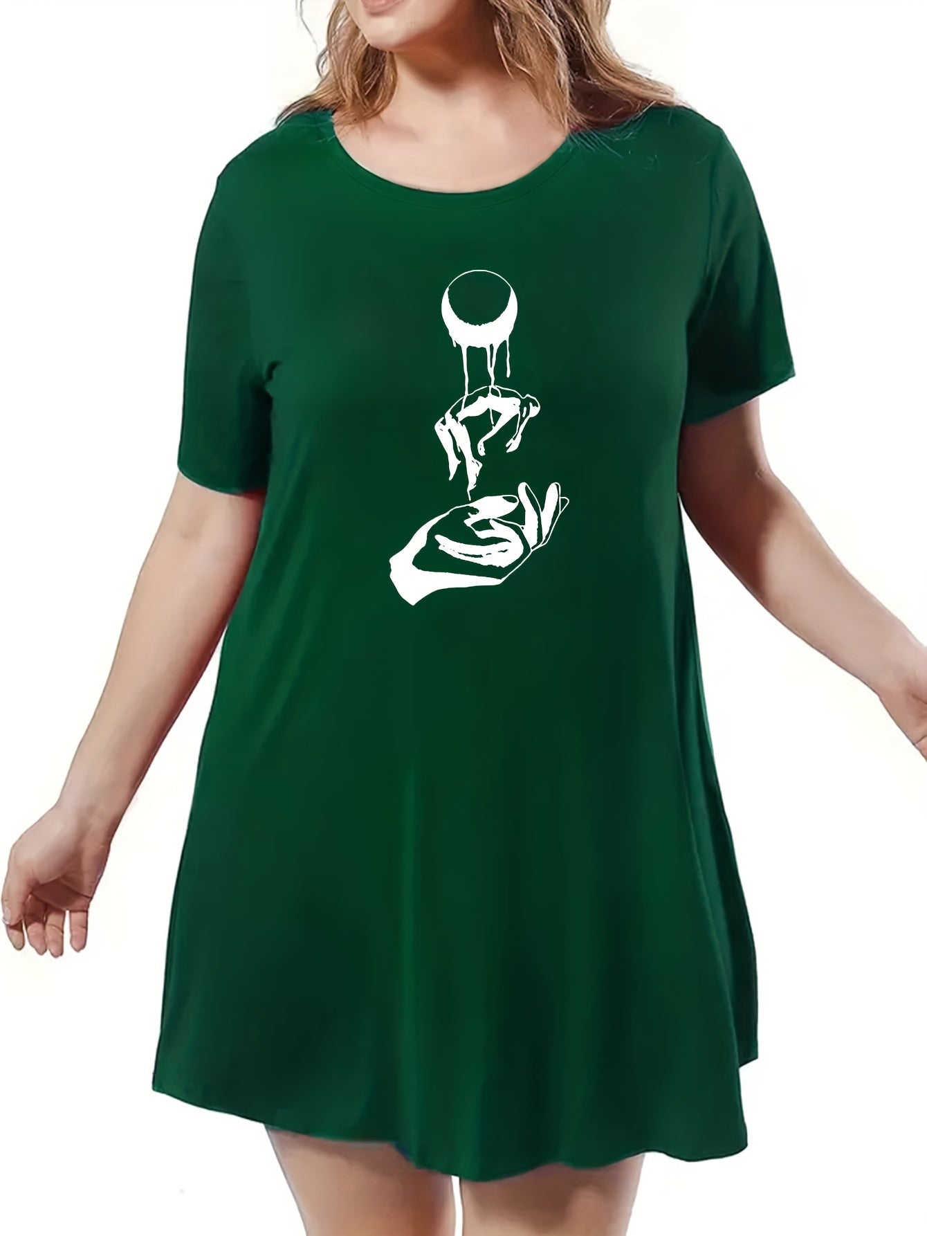 Graphic Print Short Sleeve Sleep Dress