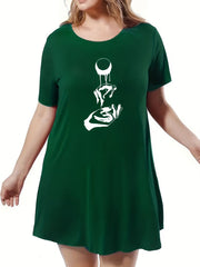 Graphic Print Short Sleeve Sleep Dress