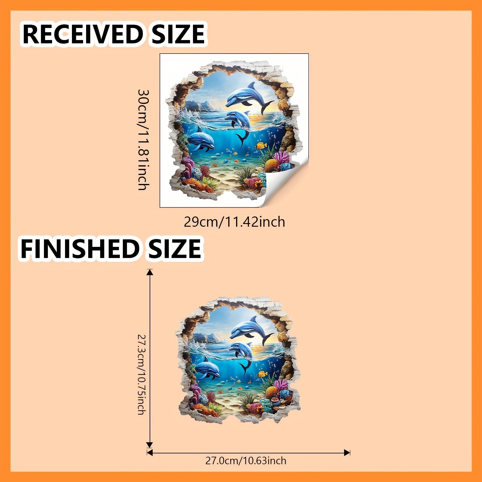 3D Ocean Themed Dolphin Wall Stickers - Removable PVC Mural for Living Room
