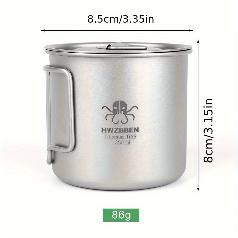 HWZBBEN Titanium Mug 350ml Portable Folding Cup + Lid