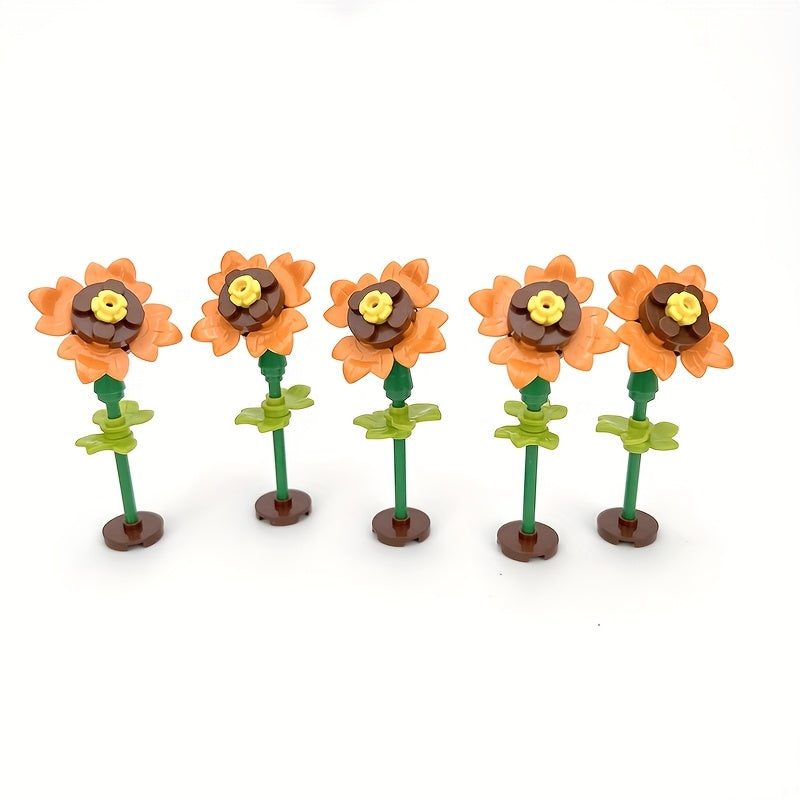 5pcs Building Block Sunflower Bouquet Toy for Parent Child DIY
