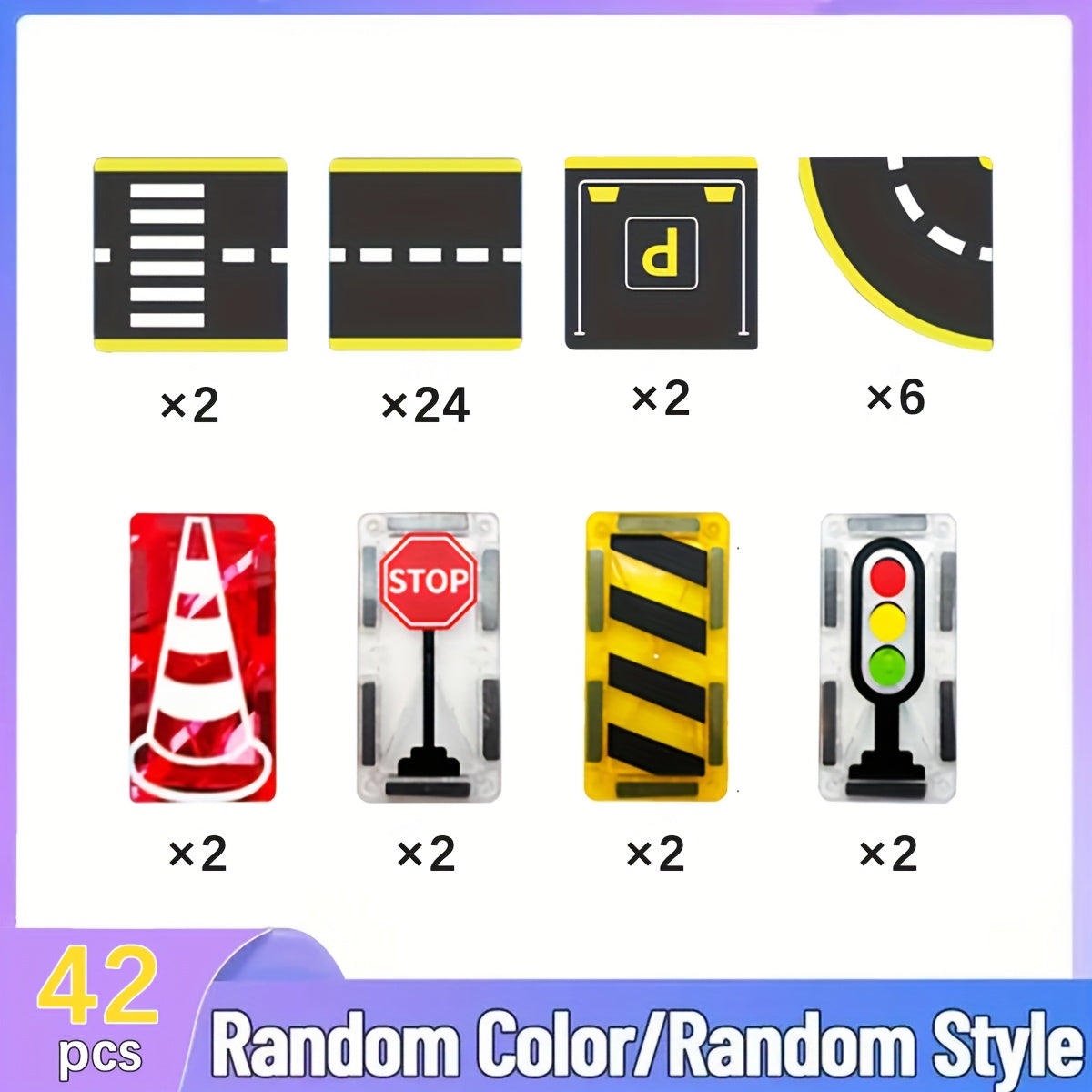 Road Train Track Magnetic Tile Building Blocks City Traffic Toy