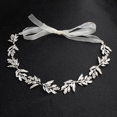 Vintage Leaf Bridal Hair Accessories Tiara Rhinestone Headband Wedding Headwear