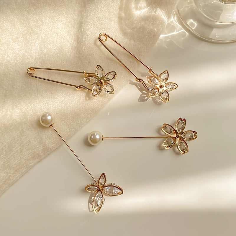 4pcs Personalized Brooch Sweater Shawl Clip Safety Pin Women's Clothing Decor
