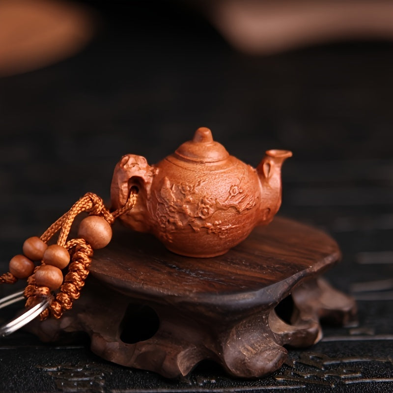 Plum Teapot Pendant Keychain 3D Car Key Chain Decoration