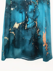Marble Print Keyhole Dress Boho Sleeveless Dress
