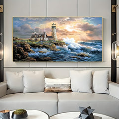 5D Lighthouse Diamond Painting Set - DIY Full Round Crystal Rhinestone Embroider