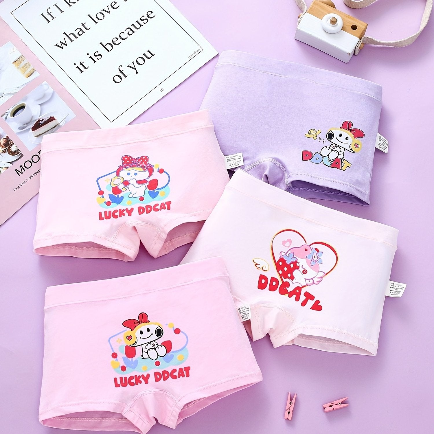 4pcs Children's Underwear Set Cotton Cartoon Print Panties