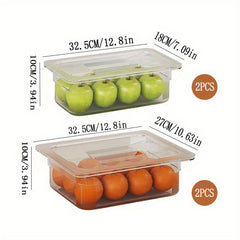 4pcs Refrigerator Storage Box Stackable Sealed Food Container
