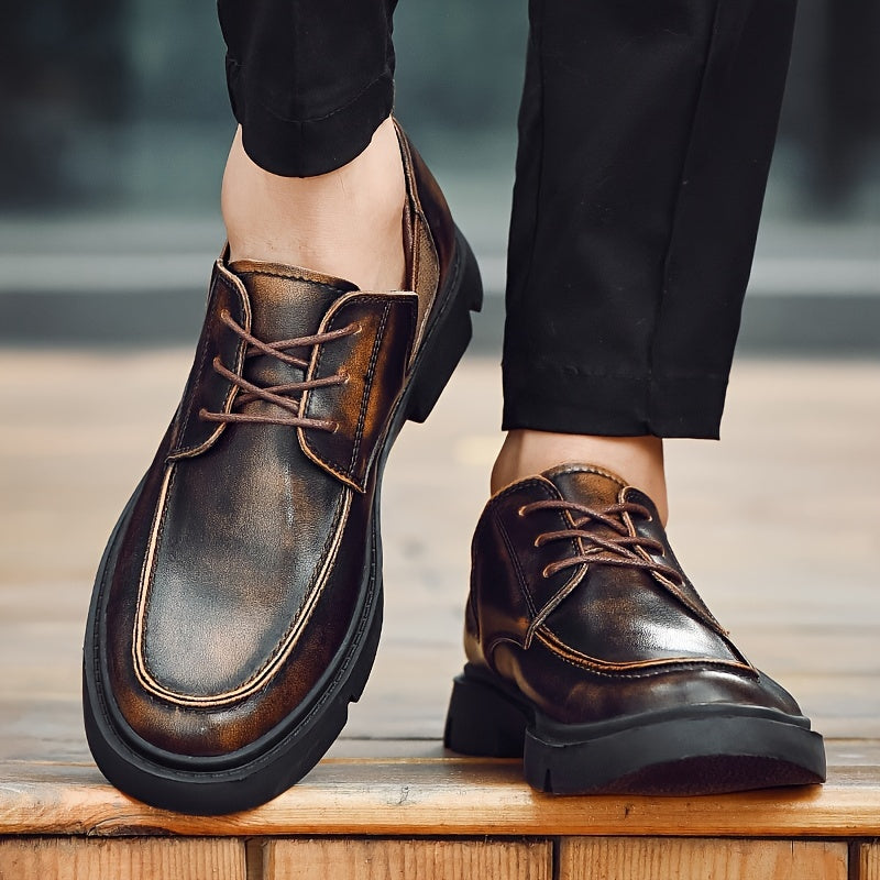 Men's Derby Shoes Elastic Panel Lace-up Front Business Formal Wedding