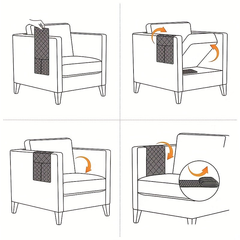 Waterproof Stitching Armrest Cover with Storage Pocket for Sofa Couch