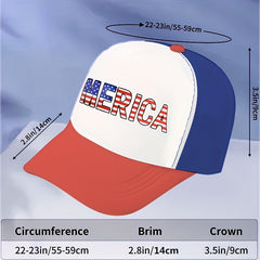 American Flag Print Mesh Trucker Hat Patriotic Sun Hat