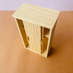 1:12 Scale Dollhouse Wardrobe Recycled Wood Closet with Sliding Door