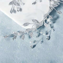 Leaf & Faux Pearl Hair Clip Bridal Wedding Headwear Hair Styling Accessory