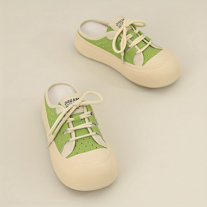 Women's Lace-up Mules Sneakers Retro Lightweight Walking Shoes