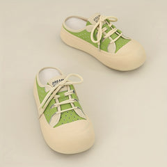 Women's Lace-up Mules Sneakers Retro Lightweight Walking Shoes
