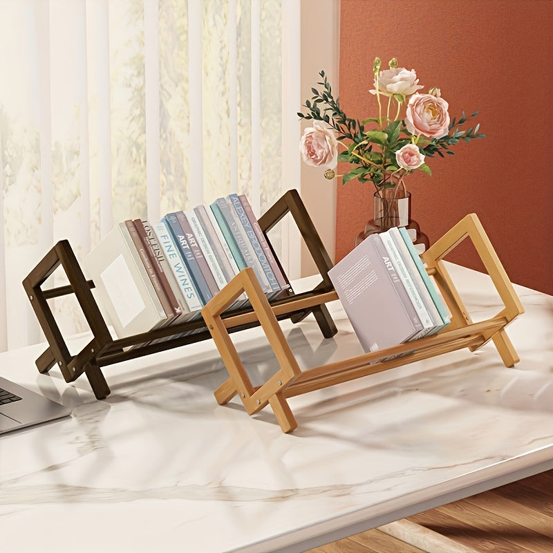 Desktop Bookshelf Bamboo Organizer Shelves Home Office Living Room