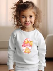 Girls Elf Pattern Crew Neck Long Sleeve Sweatshirt for Spring Fall