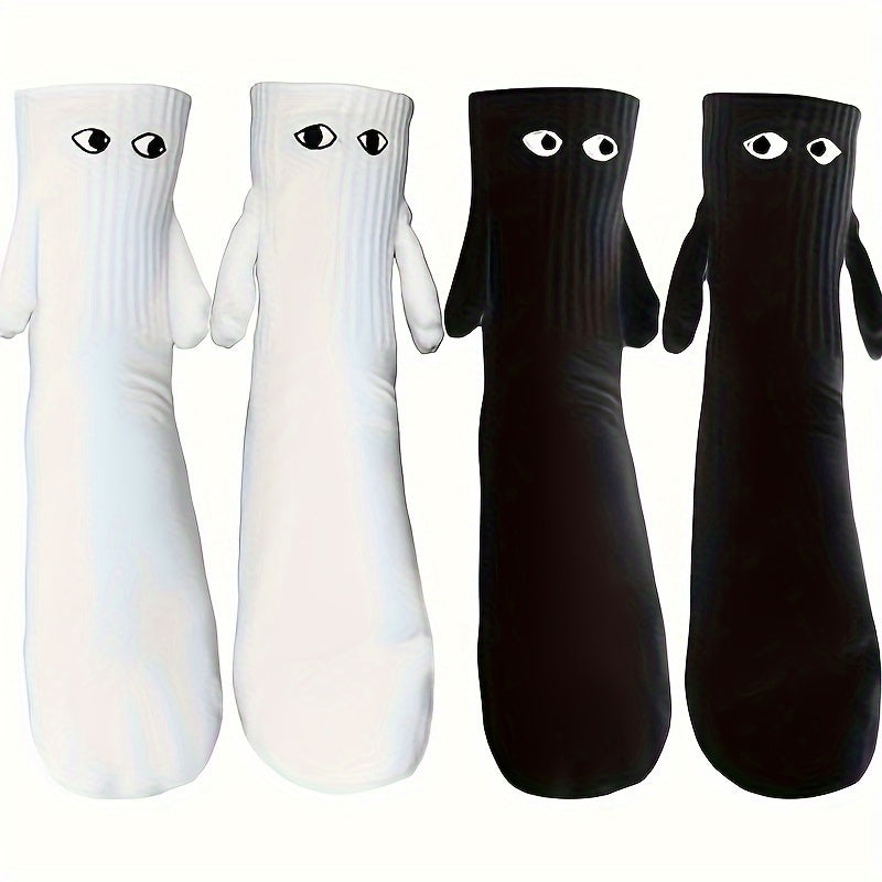 6 Pairs Hand In Hand Magnetic Socks Couple Crew Sock Xmas