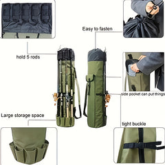 Waterproof Fishing Pole Bag With Rod Holder Organizer