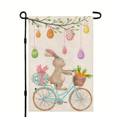 Easter Welcome Garden Flag Double Sided Rabbit Bunny Egg Tree Outside Yard Flag
