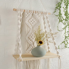 Boho Macrame Wall Shelf Tassel Woven Shelf
