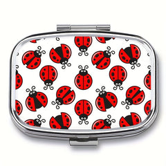 Mini Ladybug Pattern Pill Box Compact Organizer - Metal Medicine Case