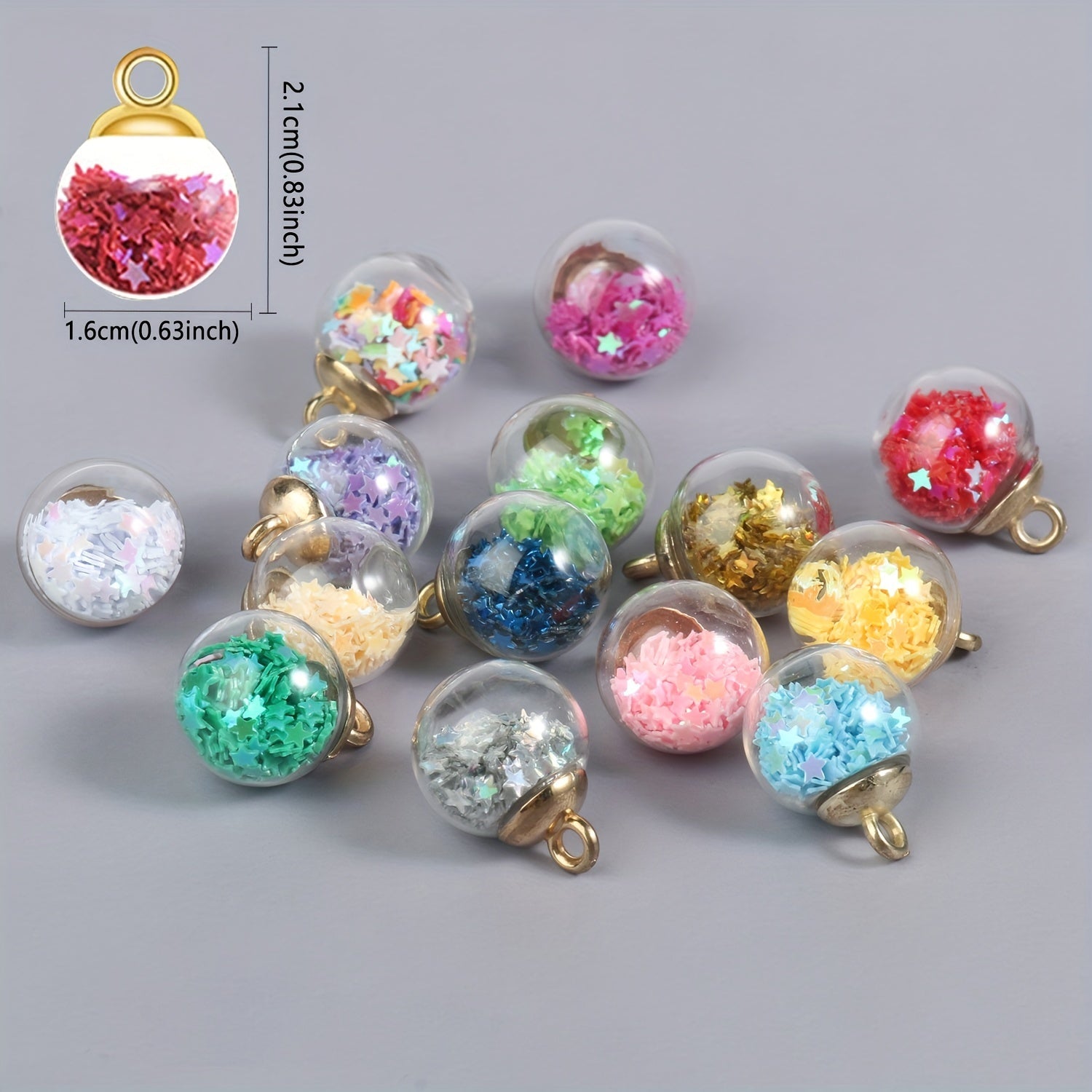 20pcs Colorful Star Sequins Glass Ball Pendant Craft Accessories