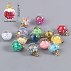 20pcs Colorful Star Sequins Glass Ball Pendant Craft Accessories