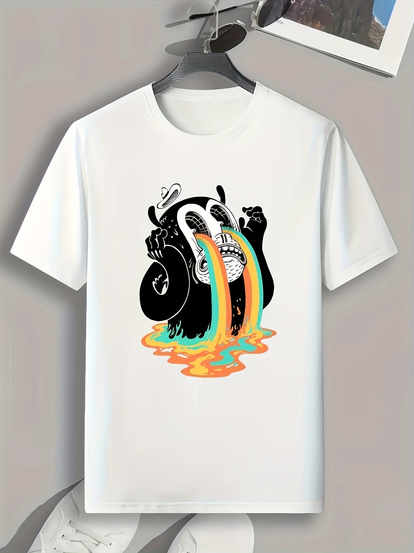 Funny Cartoon Print Men's Graphic T-shirt for Summer