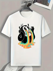 Funny Cartoon Print Men's Graphic T-shirt for Summer