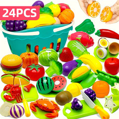 Kitchen Playset Colorful Food Toys Cutting Boards Utensils for Pretend Cooking