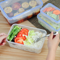 4pcs Plastic Storage Box Refrigerator Lunch Box Sealed Container